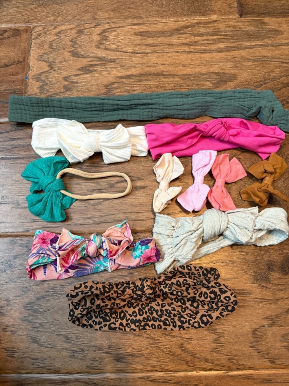 Assorted Girls Knit & Printed Headwrap Set - Pink, Green, Floral, Leopard